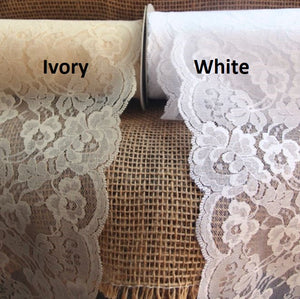 Ivory Wide Lace Ribbon Trim 6" x 10 yards