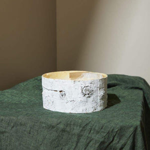 Whitewashed Birch Bark Bowl Vase 10x4.7