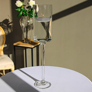 Cylinder Pedestal Vase Thick Glass 24 Inch