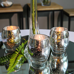 Richland Grande Hurricane Votive Holder Silver Mercury Set of 12