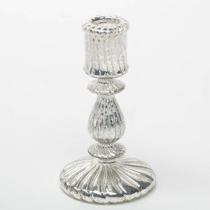 Richland Ribbed Unique Mercury Glass Taper Candle Holder 7"