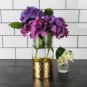 Gold Honeycomb Cylinder Vase 4"x8"