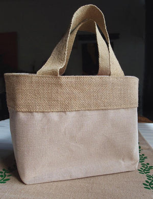 Natural Burlap Bag with Handles 8" Wedding Welcome Bag 7x4x8.5in