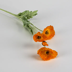 12 Orange Poppy Flowers Silk Flowers