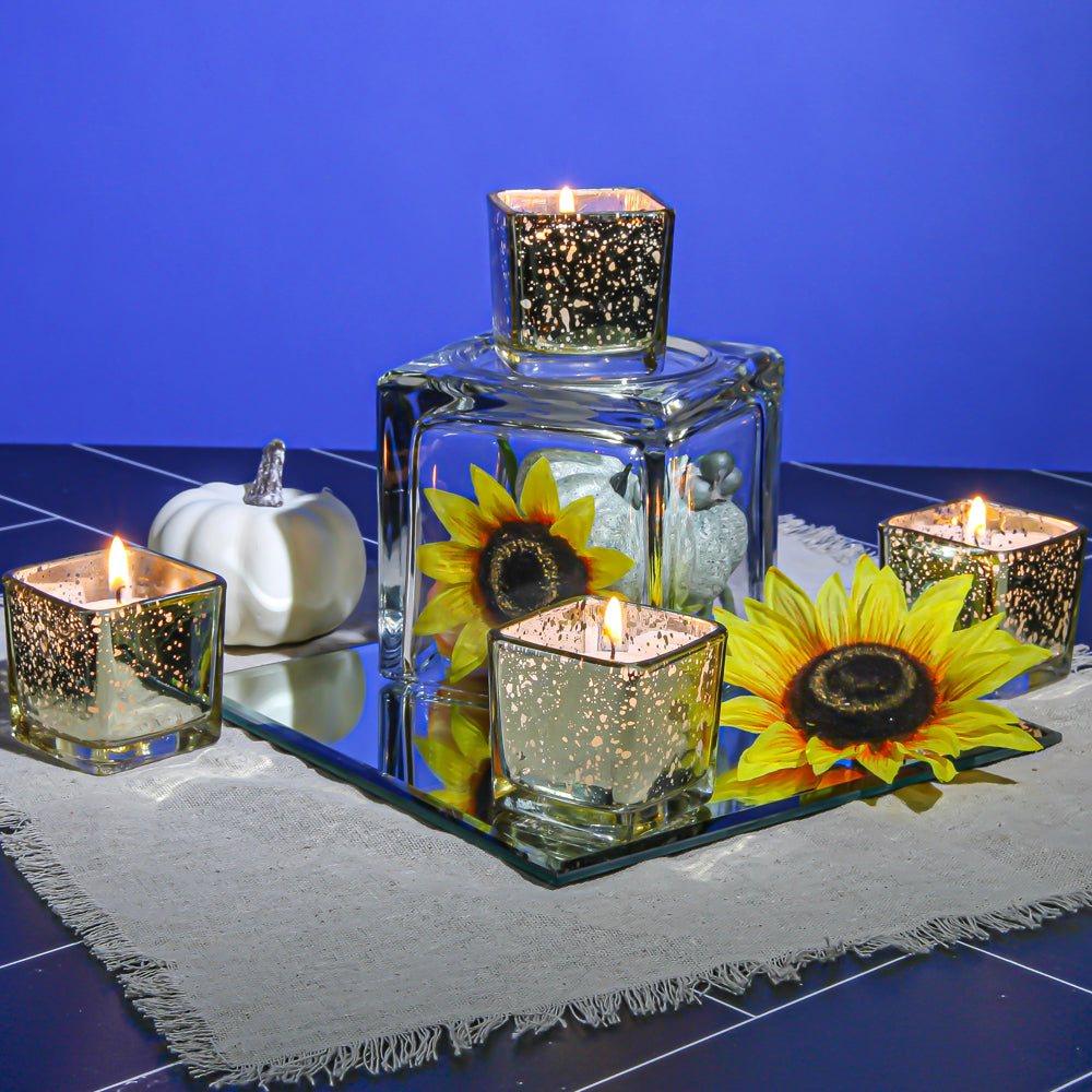 Richland Metallic Gold Mercury Square Votive Holder