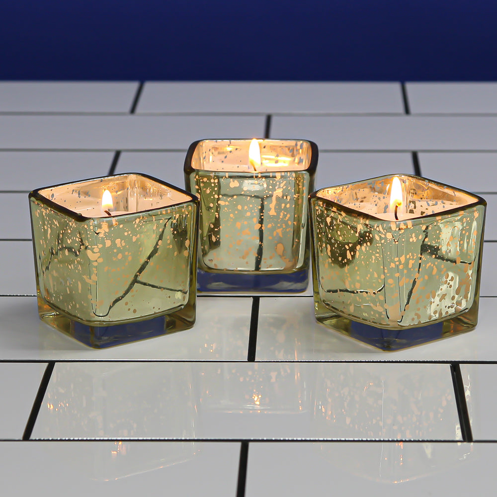 Richland Metallic Gold Mercury Square Votive Holder