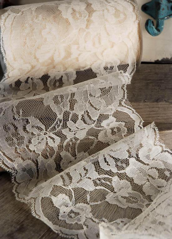 Ivory Lace Ribbon  6" wide x 10 yards