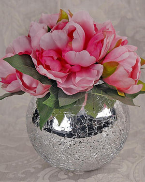 Mercury Glass Silver Ivy Bowl  5.2" x 6.25"