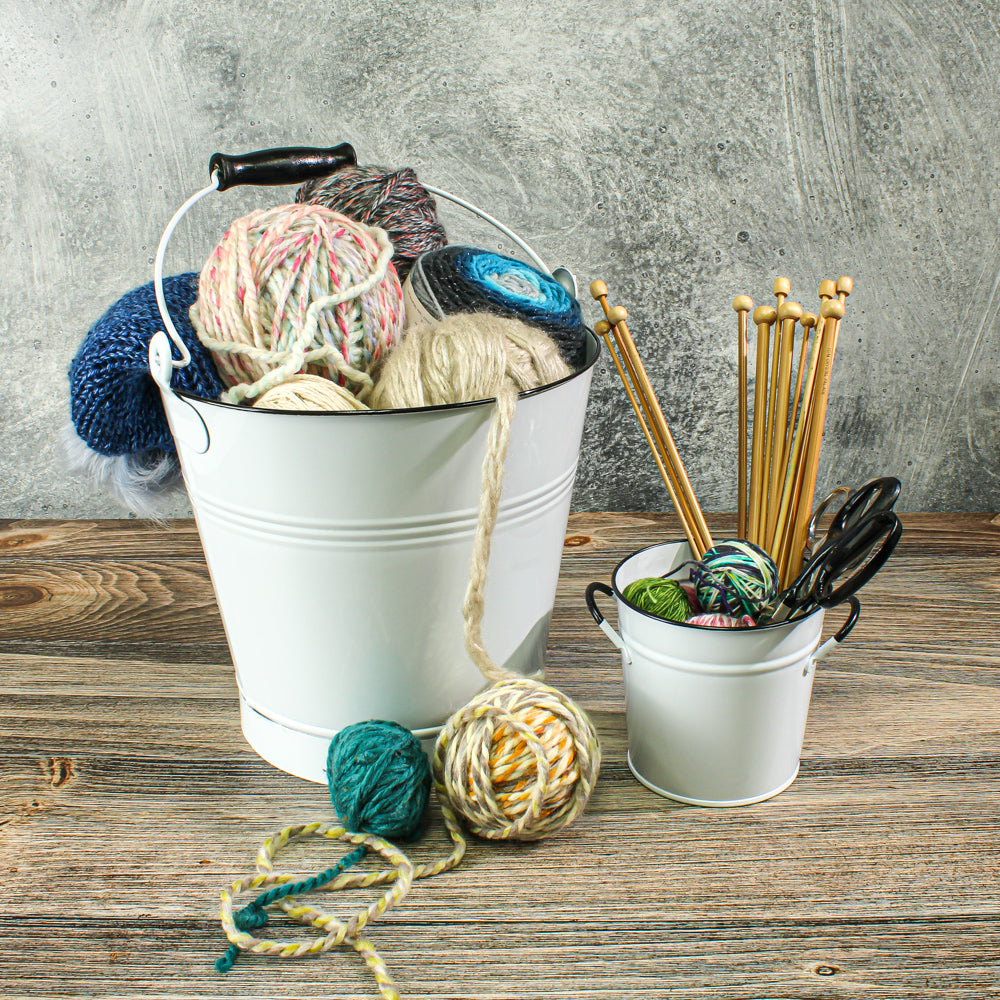 White Enamel 11in Bucket with Handle