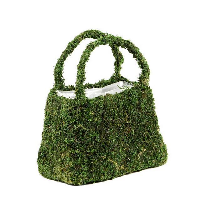 Natural Preserved Moss Purse Planter 8"