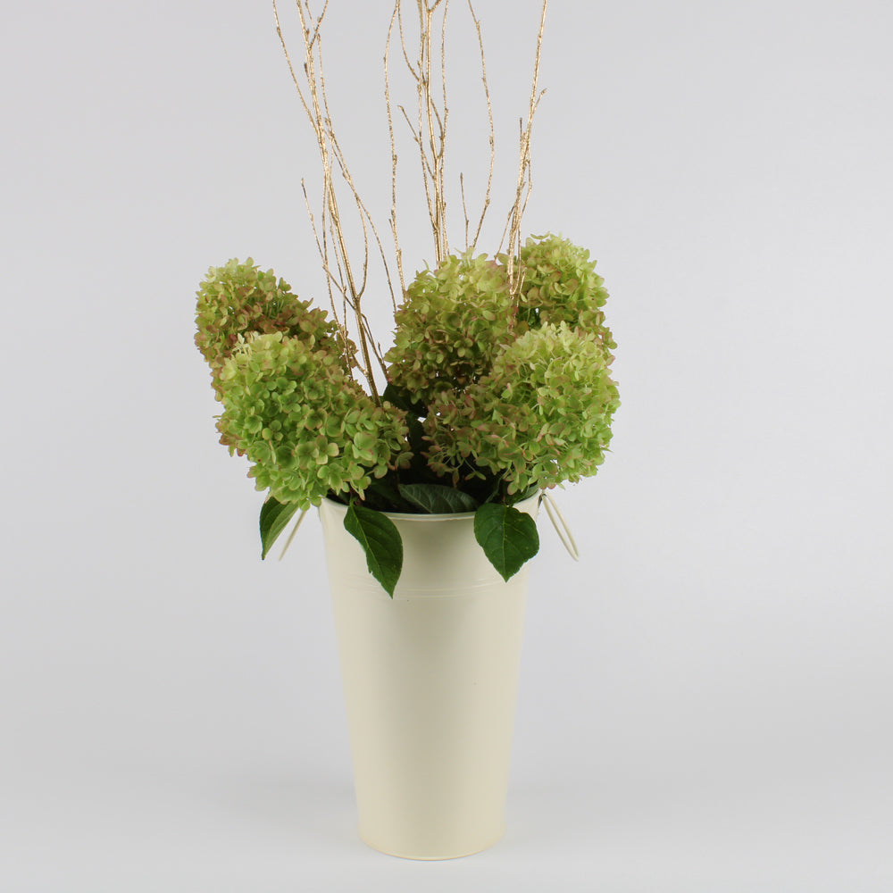 11" Cream Flower Market Bucket with Handles