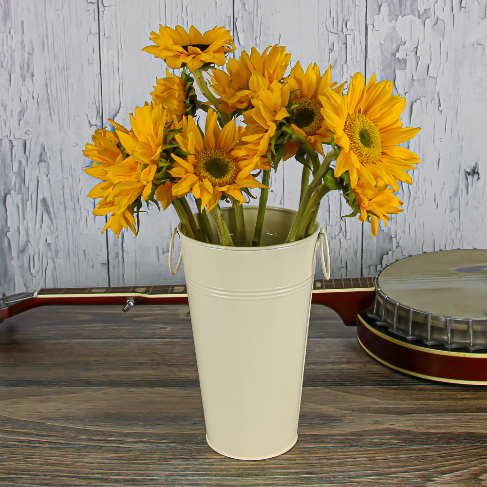Cream White French Flower Market 11" Bucket