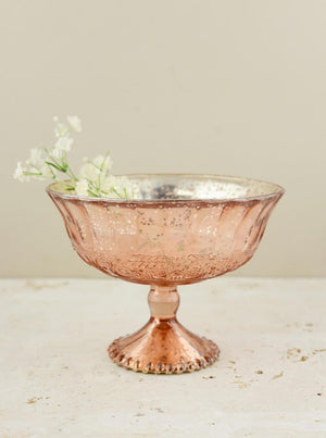 Mercury Glass Compote Rose Gold 7" x 5.25"