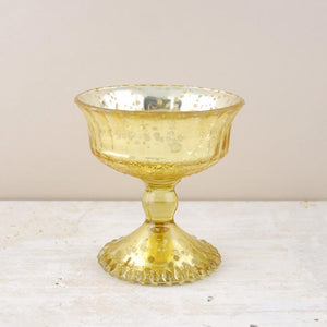Mercury Glass Compote Gold 4.5in