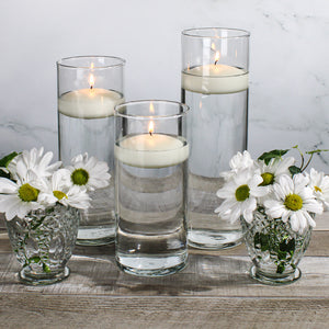 Eastland Cylinder Floating Candle Holders 7.5" , 9" & 10.5" Set of 3