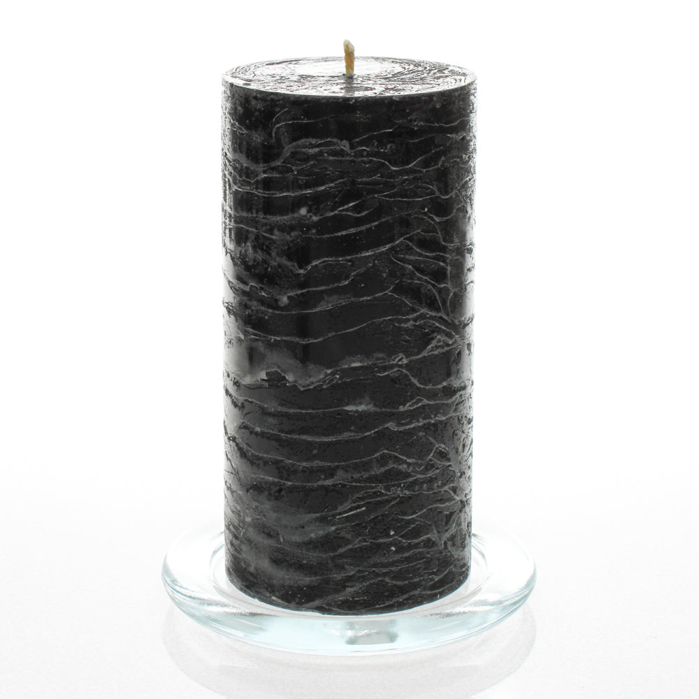 Richland Rustic Pillar Candle 3"x 6" Black Set of 6