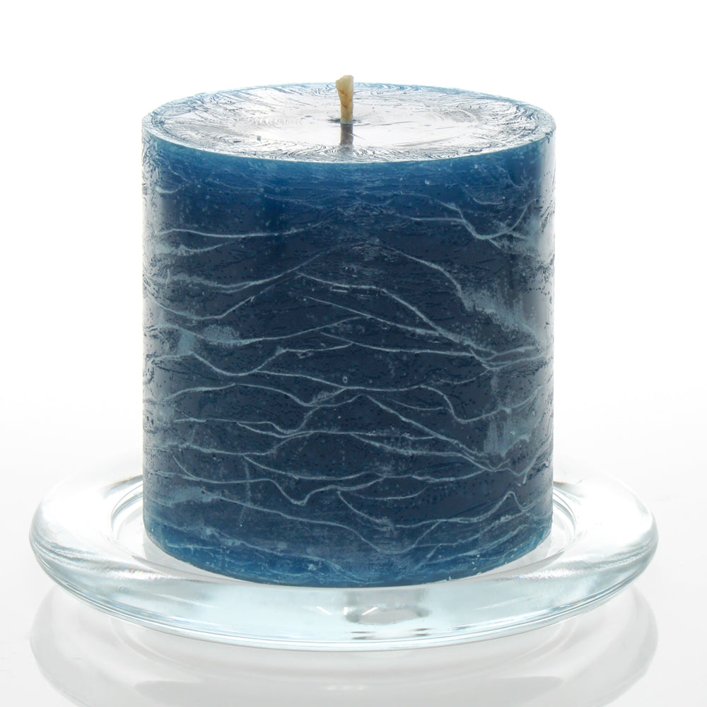 Richland Rustic Pillar Candle 3"x 3" Navy Blue Set of 24