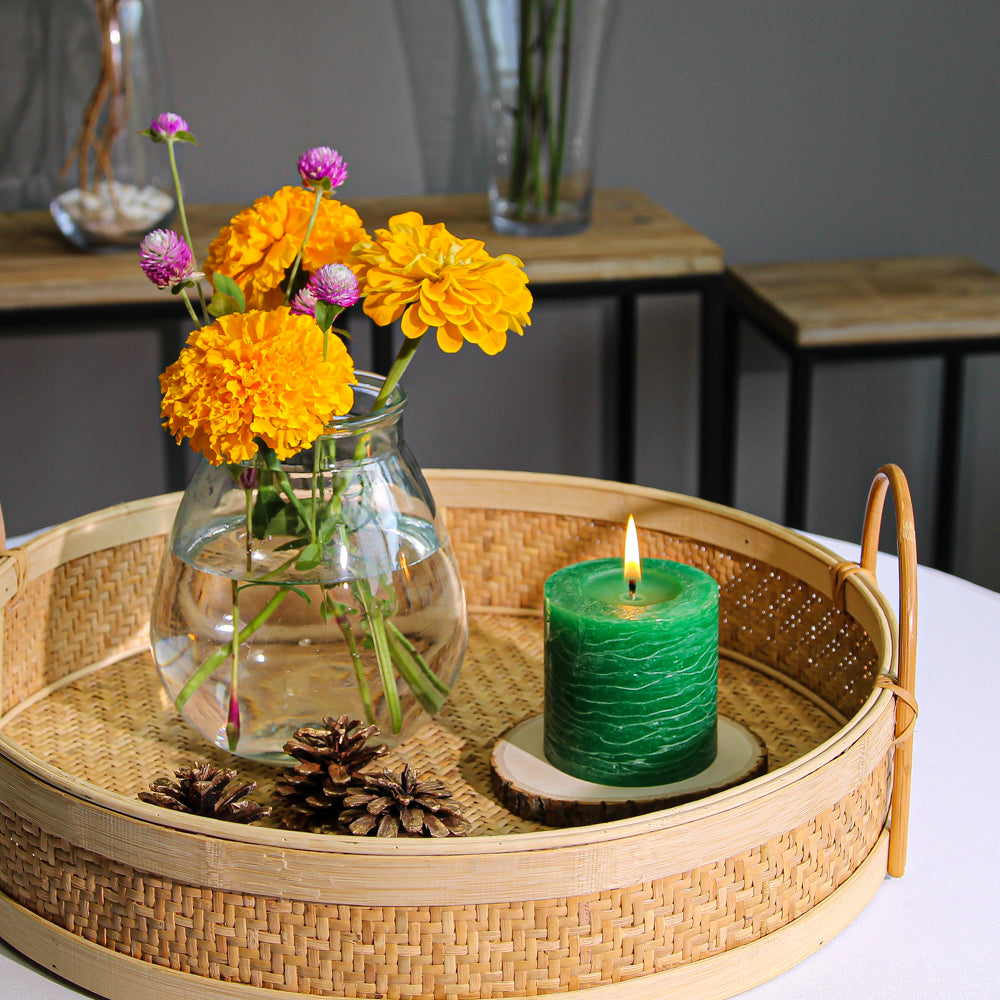 Richland Rustic Pillar Candle 3"x 3" Dark Green