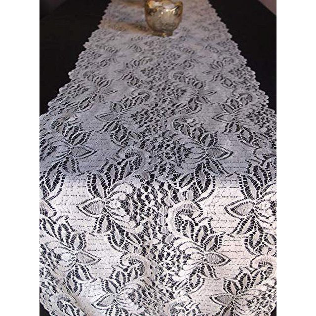 White English Lace Design Table Runner 12" x 108"