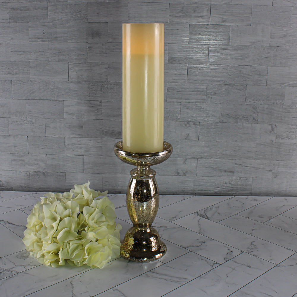 Eastland Unique Mercury Glass Pillar Candle Holder 8.5"