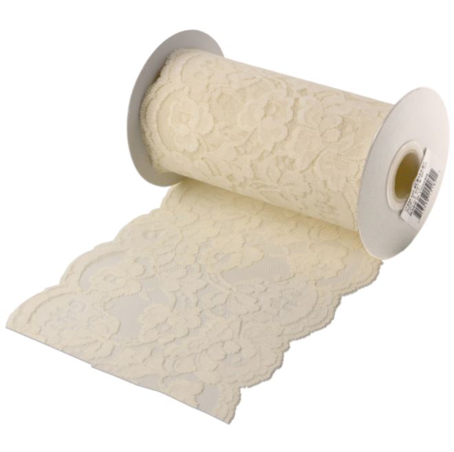 Ivory Wide Lace Ribbon Trim 6" x 10 yards