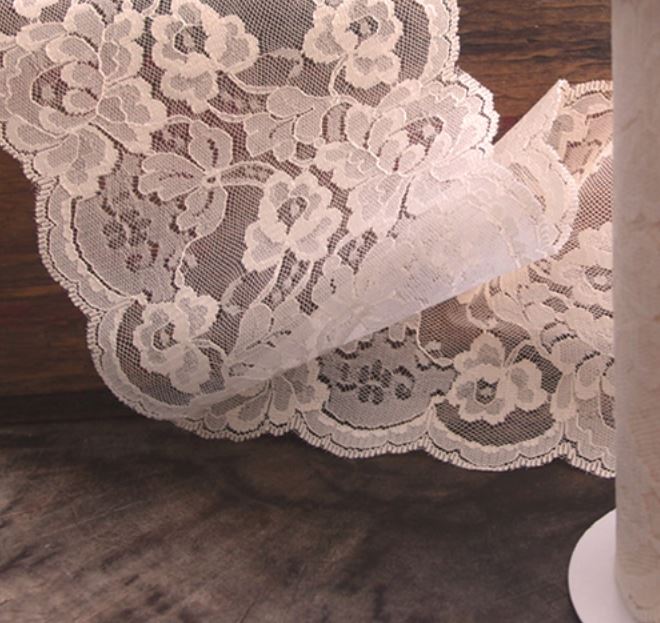 Ivory Wide Lace Ribbon Trim 6" x 10 yards