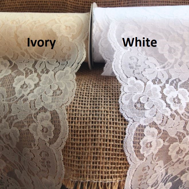 Ivory Wide Lace Ribbon Trim 6" x 10 yards