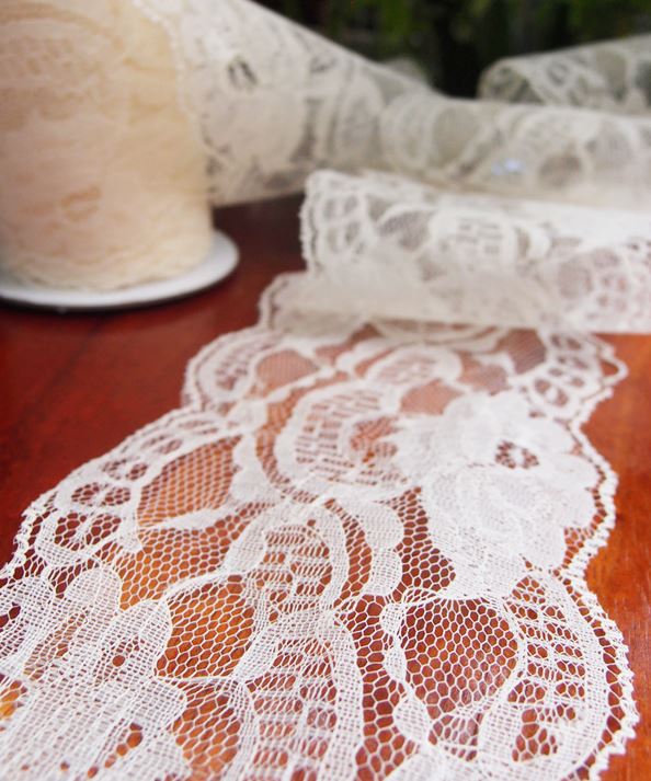 Ivory Lace Ribbon 4" wide x 10 yards