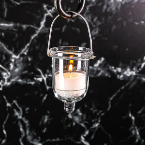 Hanging Glass Tealight Candle Holder with Wire Hanger 3"