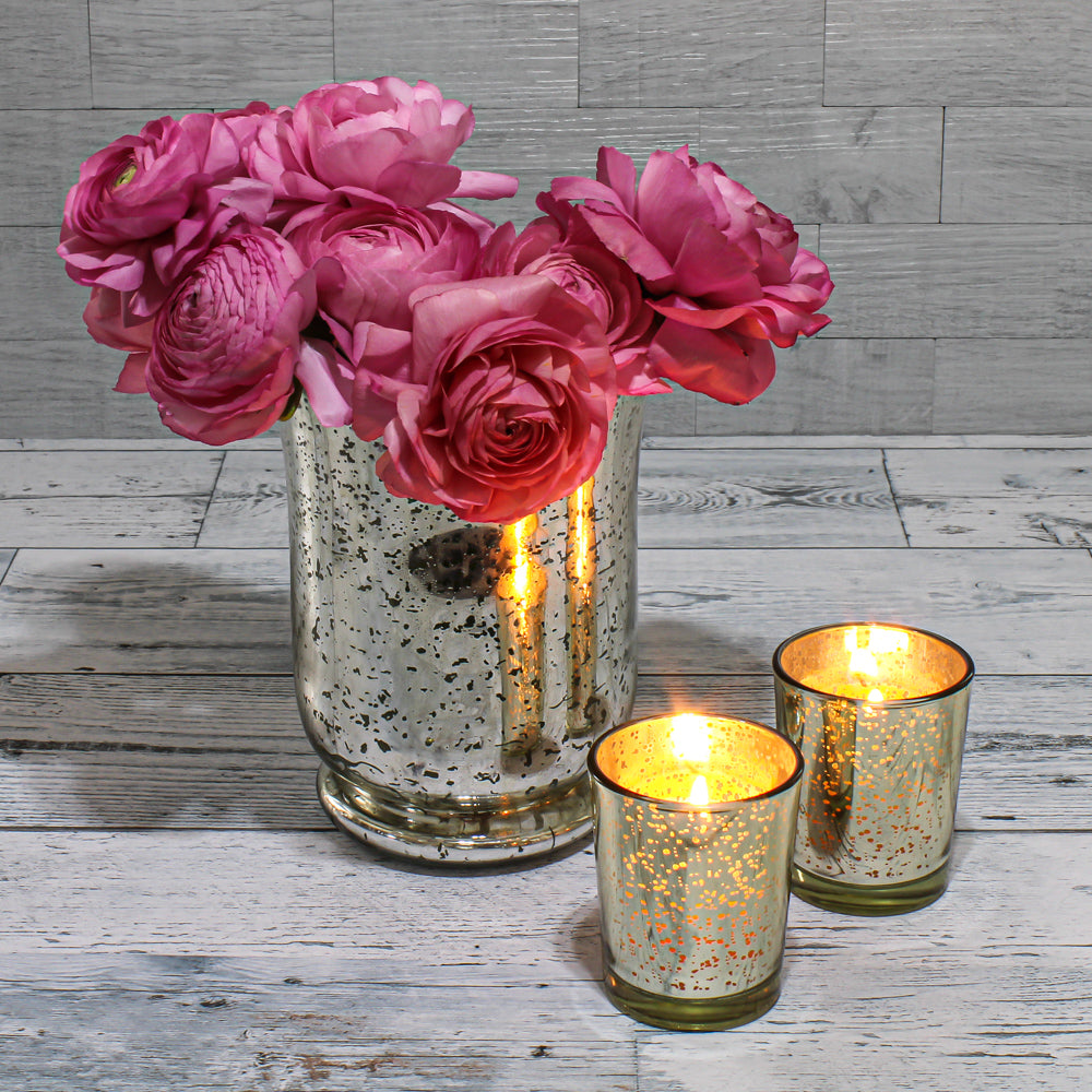 Mercury Glass Hurricane Vase 6in