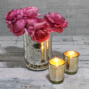 Mercury Glass Hurricane Vase 6in