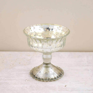 Silver Mercury Glass Compote 4.75"