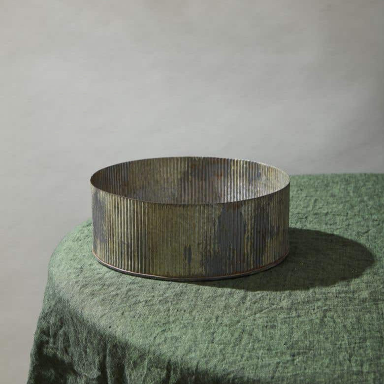 Norah Corrugated Zinc Pot Bowl 4" x 10"