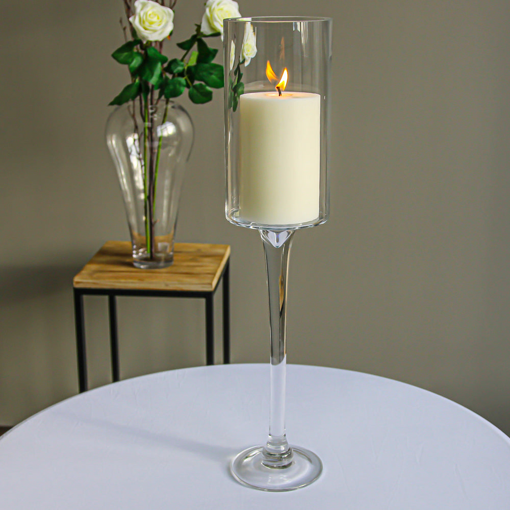 Pedestal Vase Thick Glass 24 Inch