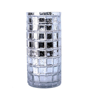 Silver Mercury Glass Cylinder 10" - Vase & Candle Holder