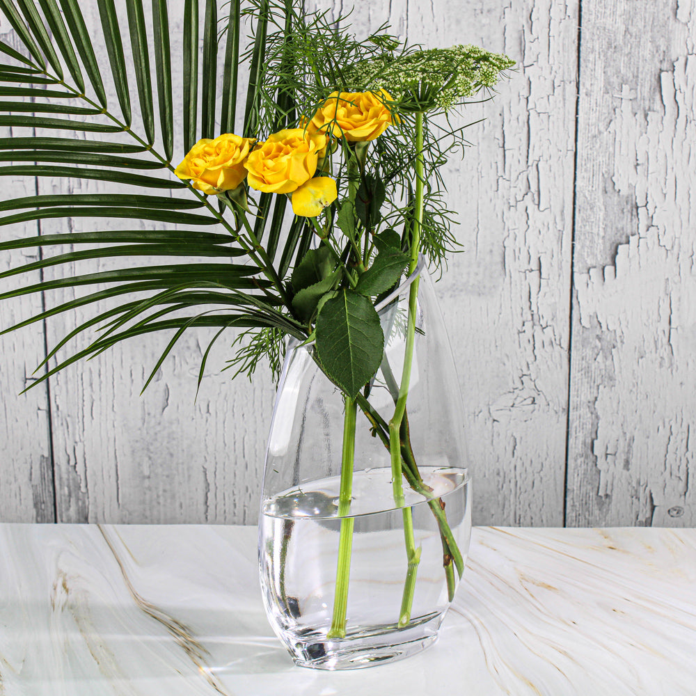Slanted Rim Glass Vase 10in
