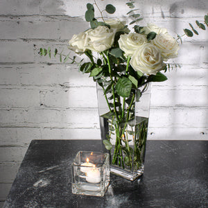 Clear Glass Tapered Rectangle Vase 13in