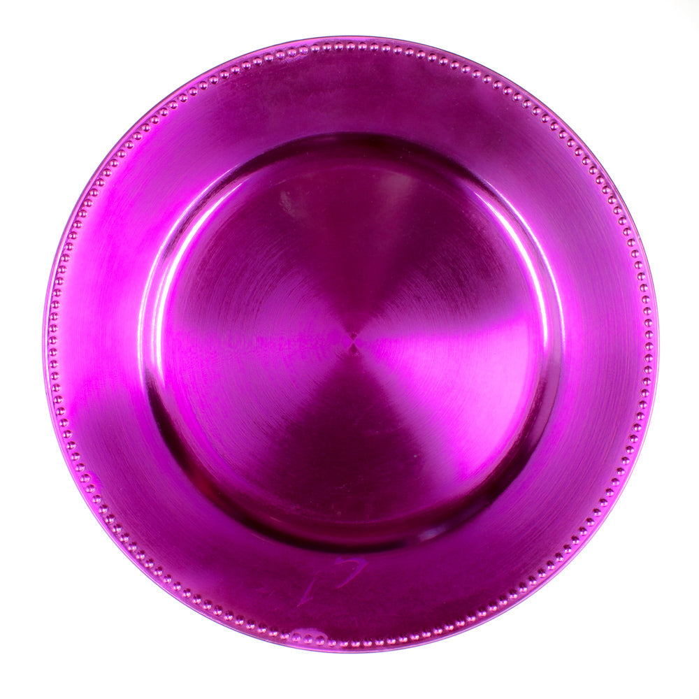 Richland Beaded Charger Plate 13" Fuchsia Set of 24
