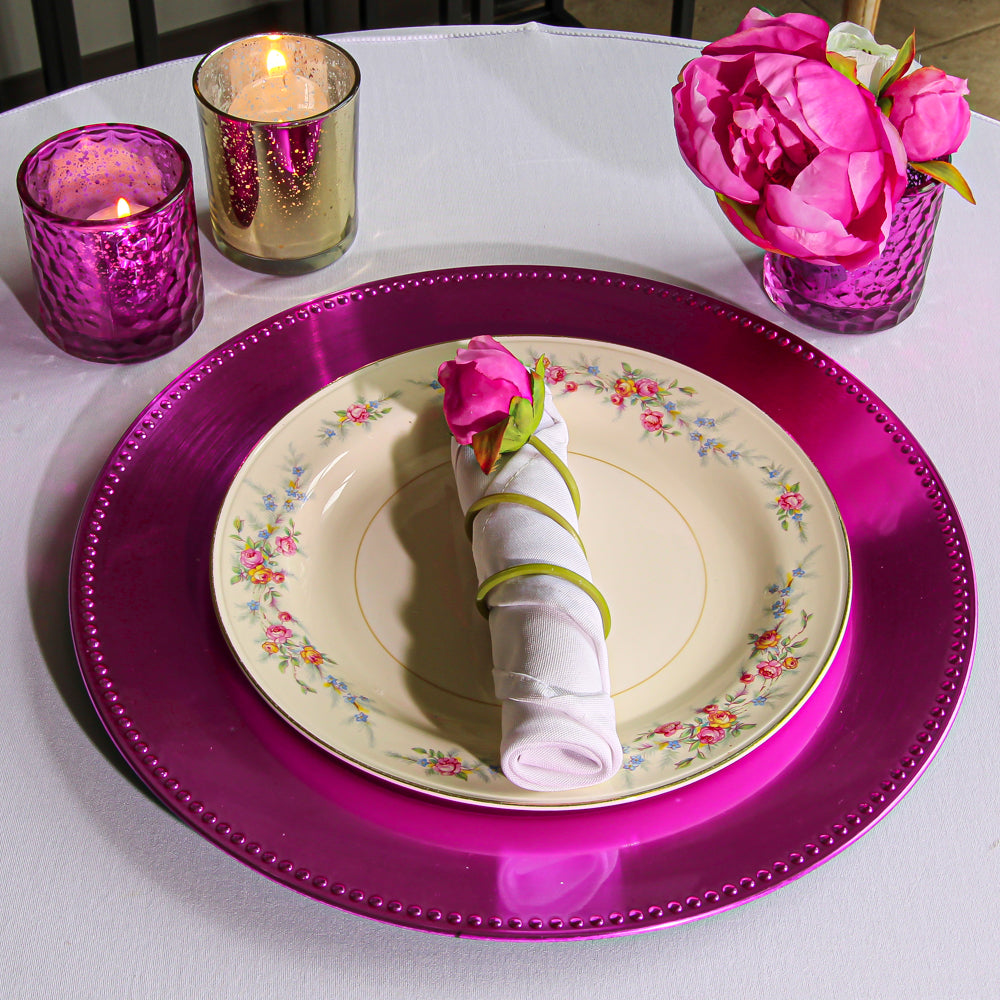 Richland Beaded Charger Plate 13" Fuchsia Set of 48
