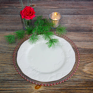 Richland 13" Rose Gold Beaded Glass Charger Plate Set of 12
