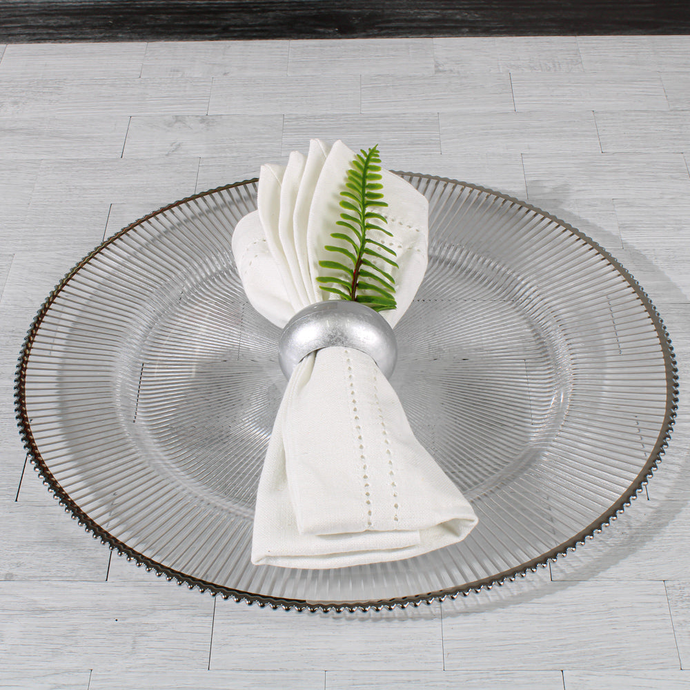 Richland 13" Silver Rim Glass Charger Plate