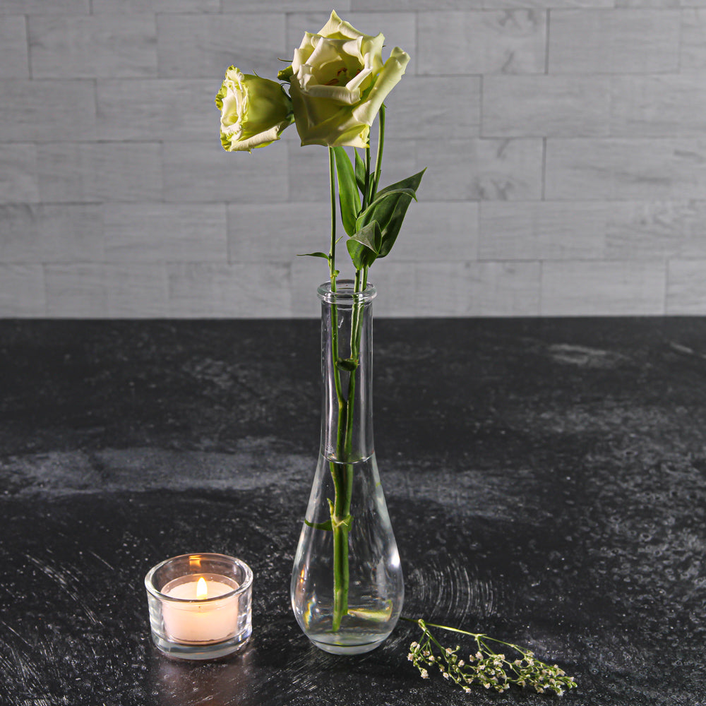 Richland Clear Round Teardrop Bud Vase 7”