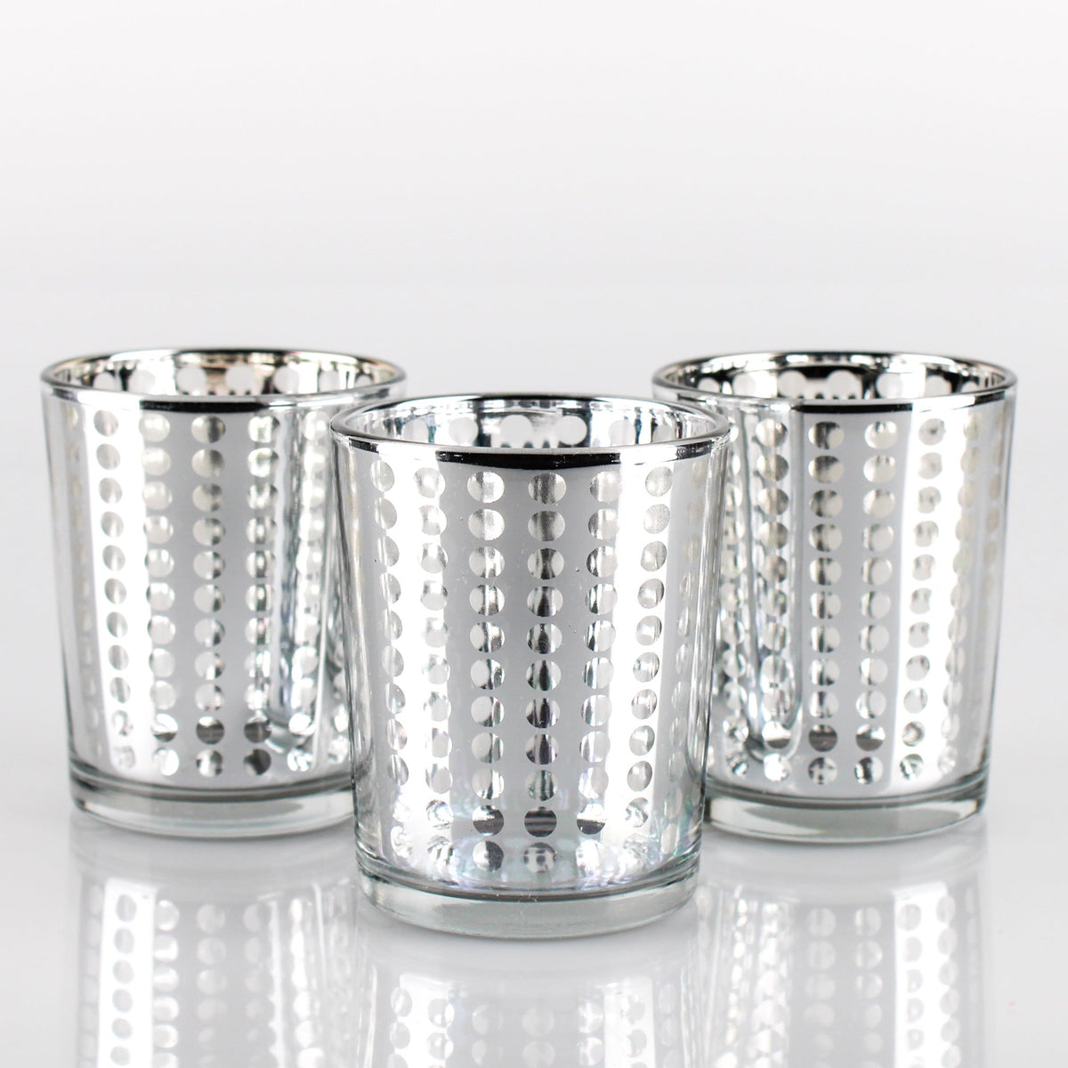 Richland Silver Dotted Glass Holder – Small Set of 12