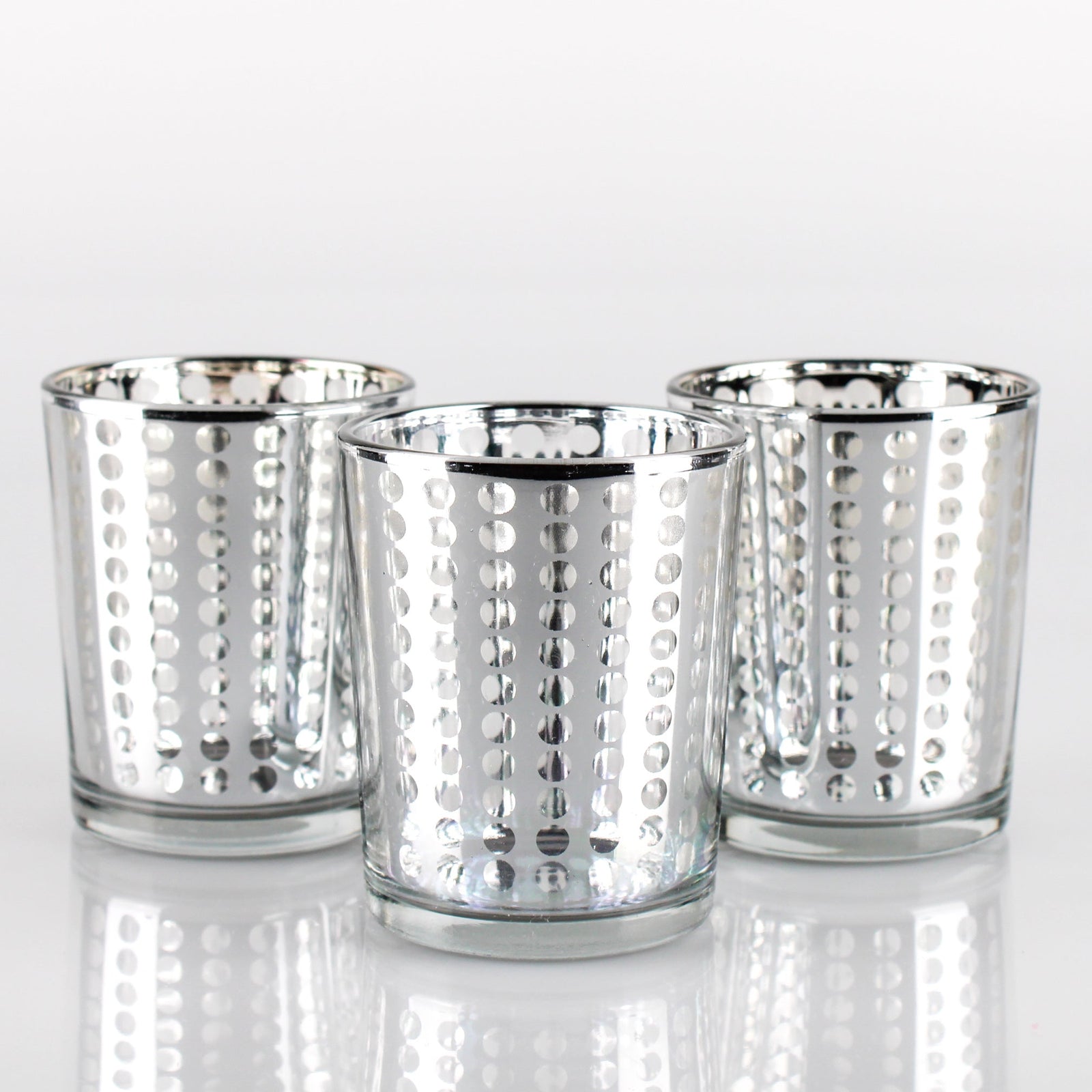 Richland Silver Dotted Glass Holder – Small Set of 12