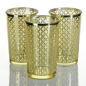 Richland Gold Lattice Glass Holder - Large Set of 48