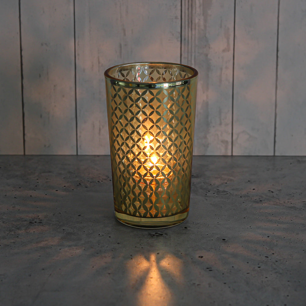 Richland Gold Lattice Glass Holder - Large Set of 48