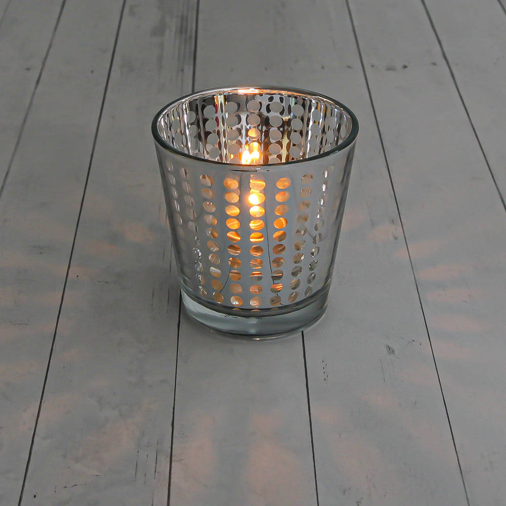 Richland Silver Dotted Glass Holder - Medium