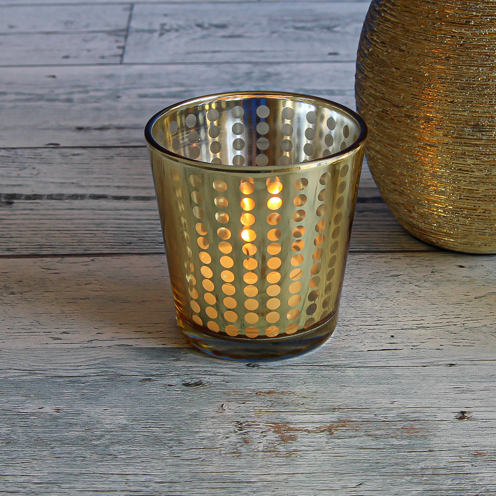 Richland Gold Dotted Glass Holder - Medium Set of 48