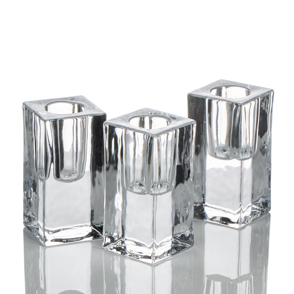 richland square glass taper candle holder 3 set of 6
