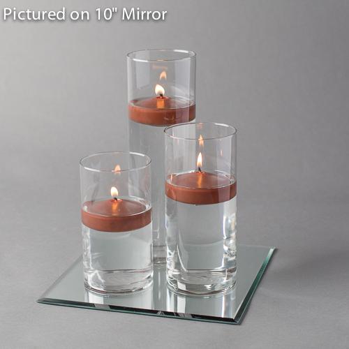 Eastland Square Mirror and Cylinder Vase Centerpiece with Richland 3" Floating Candles Set of 48